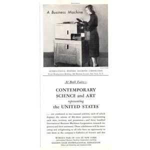 1940 IBM International Business Machines Vintage Print Ad World's Fair New York